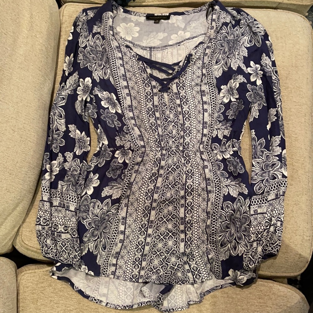 Navy and white romper. Brand: Dance & Marvel